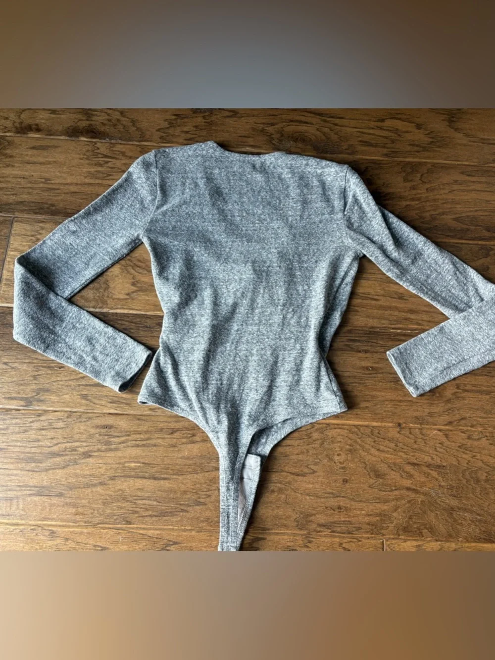 Madewell Gray Wrap-Front Long Sleeve Bodysuit - Picture 4 of 4